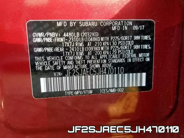JF2SJAEC5JH470110 фото 2