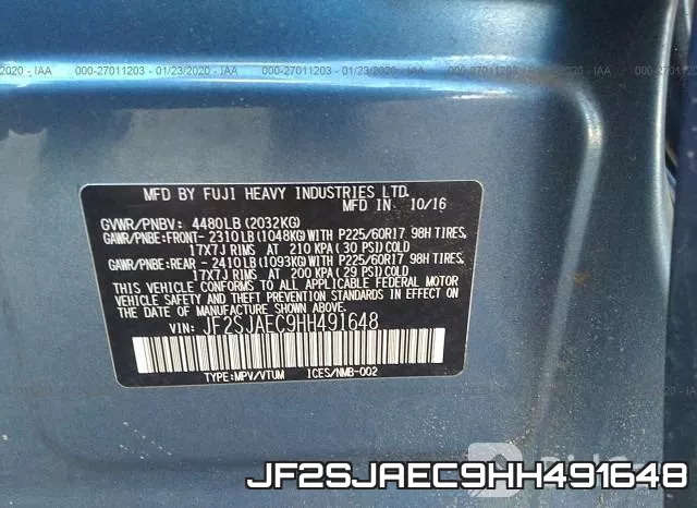 JF2SJAEC9HH491648 фото 10
