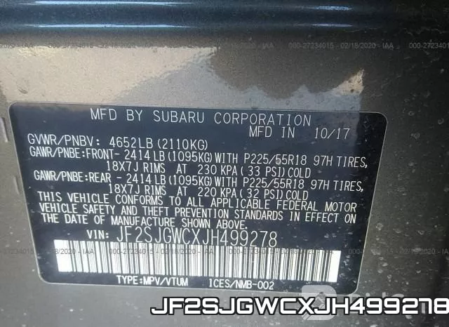 JF2SJGWCXJH499278 фото 10