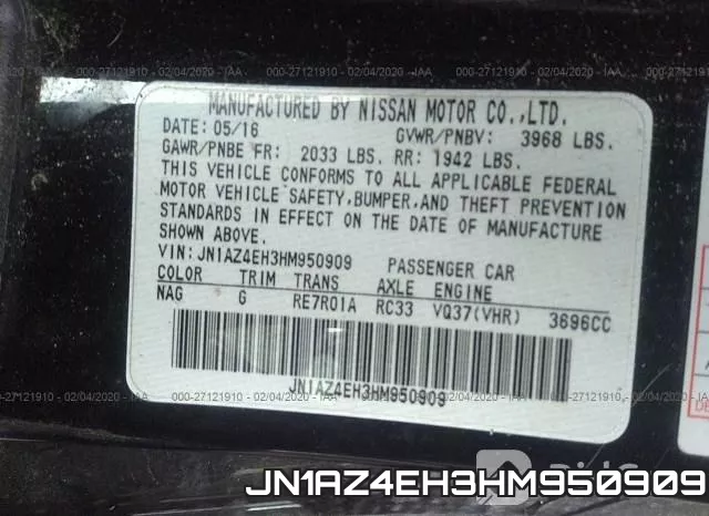 JN1AZ4EH3HM950909 фото 10