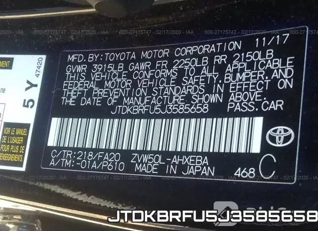 JTDKBRFU5J3585658 фото 10