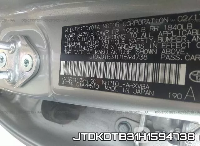 JTDKDTB31H1594738 фото 10