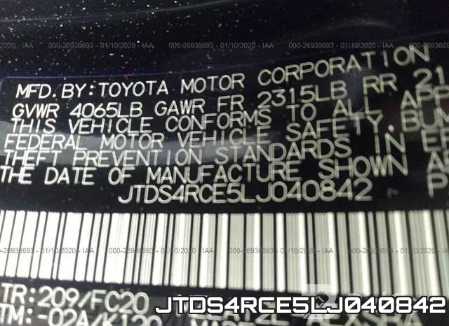 JTDS4RCE5LJ040842 фото 10