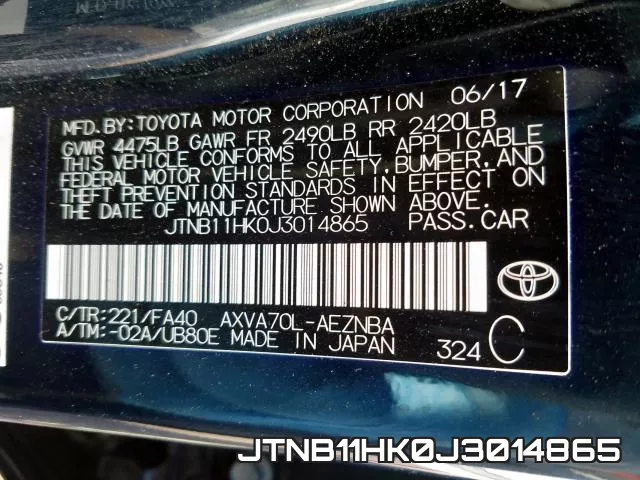 JTNB11HK0J3014865 фото 2