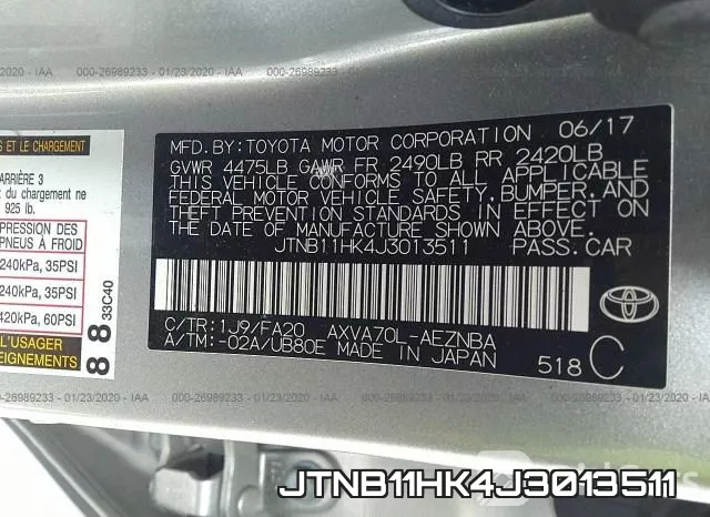 JTNB11HK4J3013511 фото 10