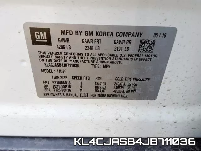 KL4CJASB4JB711036 фото 2
