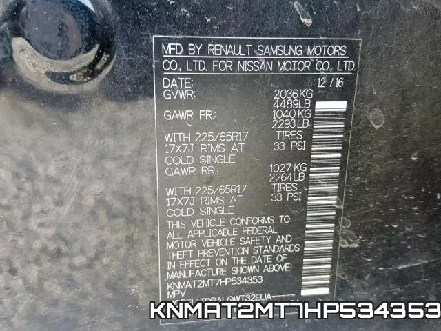 KNMAT2MT7HP534353 фото 2