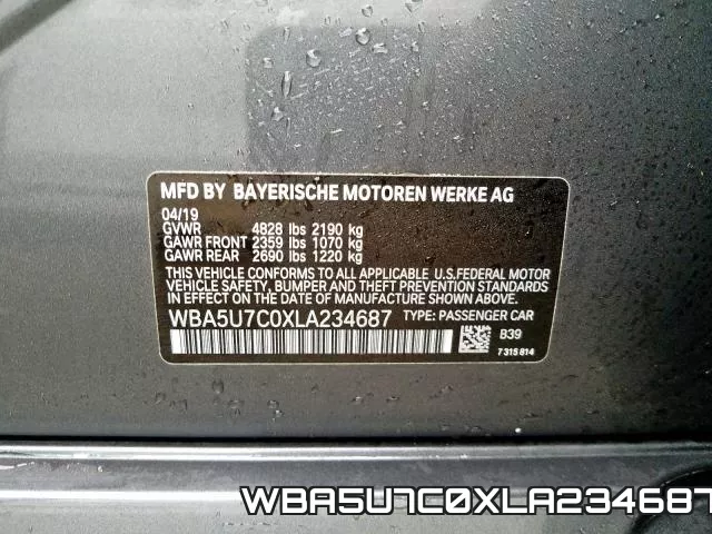 WBA5U7C0XLA234687 фото 2