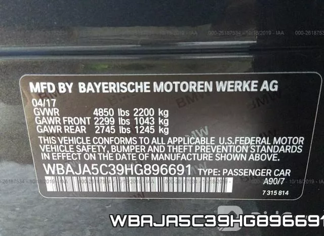 WBAJA5C39HG896691 фото 10