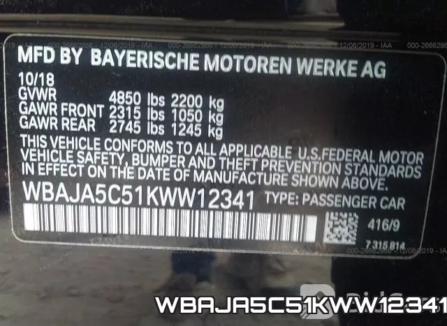 WBAJA5C51KWW12341 фото 10