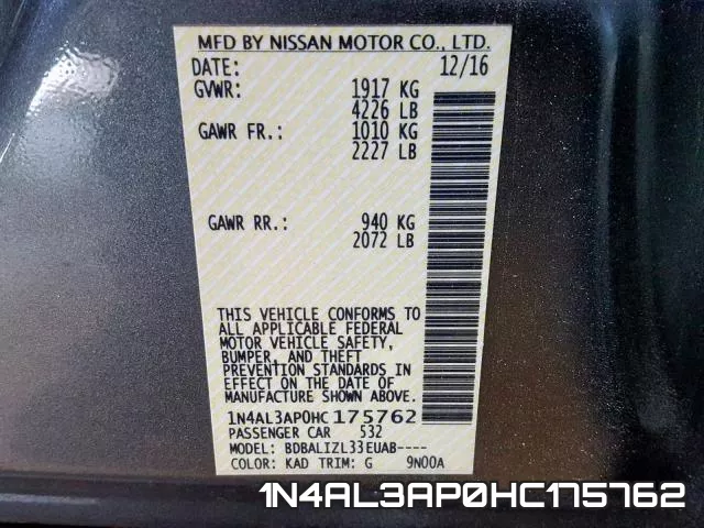 1N4AL3AP0HC175762 фото 2