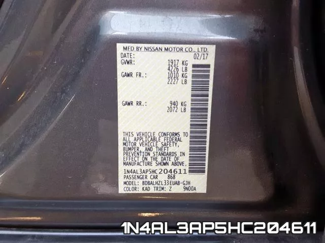 1N4AL3AP5HC204611 фото 2