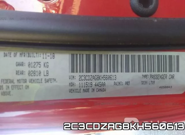2C3CDZAG8KH560613 фото 10