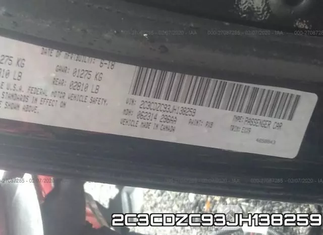 2C3CDZC93JH138259 фото 10