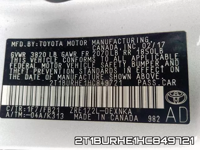 2T1BURHE1HC849721 фото 2