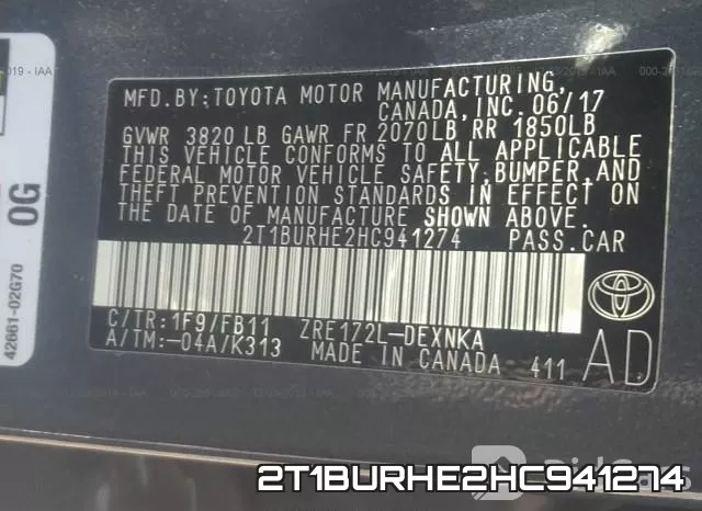 2T1BURHE2HC941274 фото 10