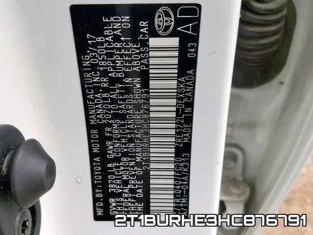2T1BURHE3HC876791 фото 2