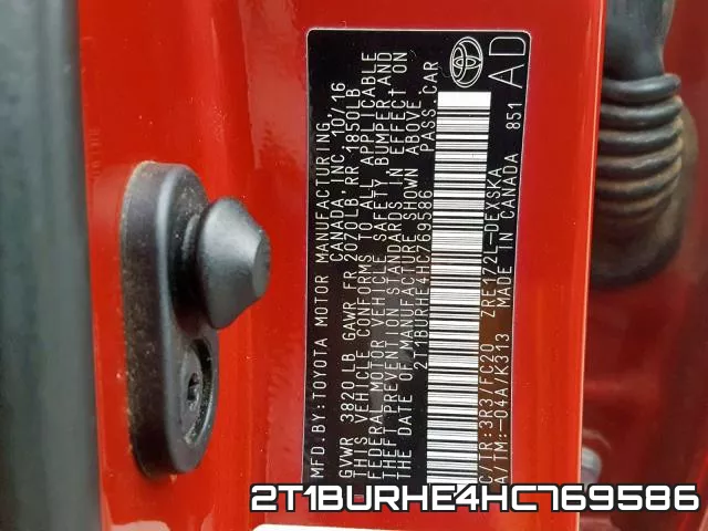 2T1BURHE4HC769586 фото 2