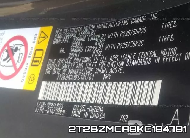 2T2BZMCA8KC184781 фото 10