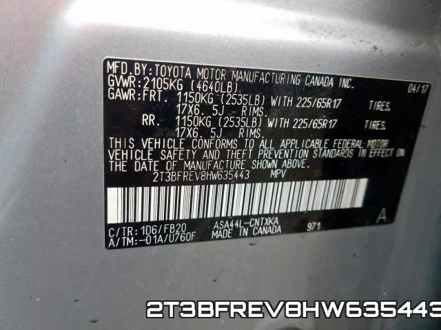 2T3BFREV8HW635443 фото 2