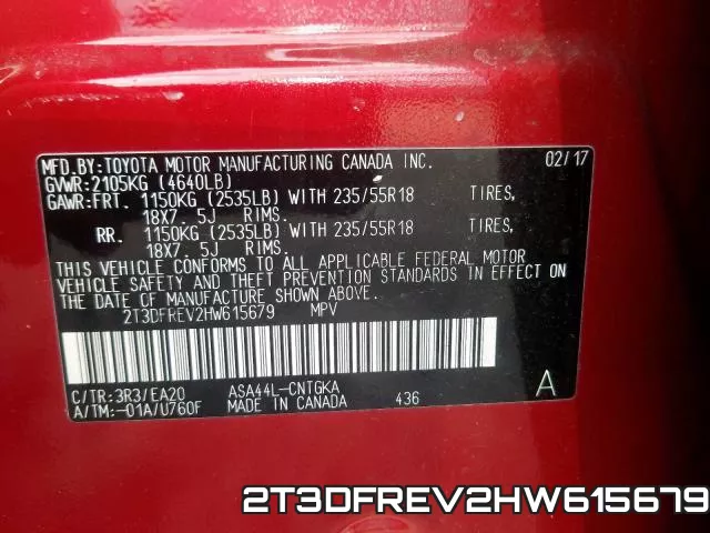 2T3DFREV2HW615679 фото 2