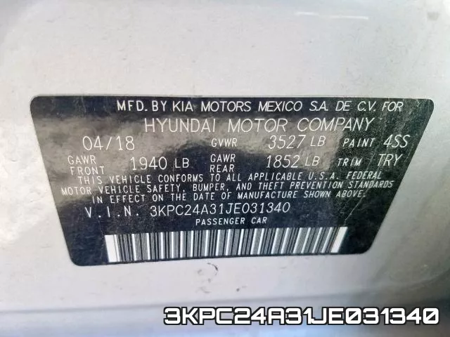 3KPC24A31JE031340 фото 2