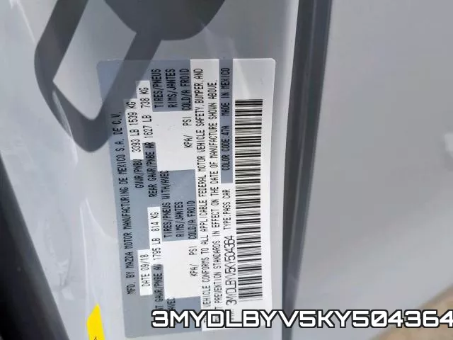 3MYDLBYV5KY504364 фото 2