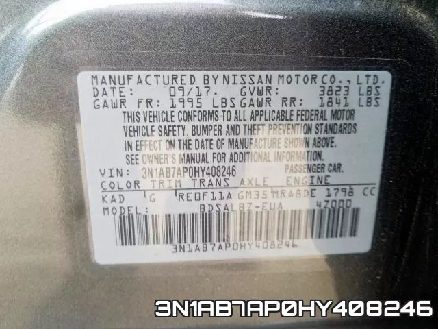 3N1AB7AP0HY408246 фото 2
