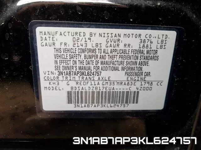 3N1AB7AP3KL624757 фото 2