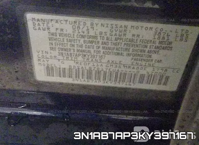 3N1AB7AP3KY397167 фото 10