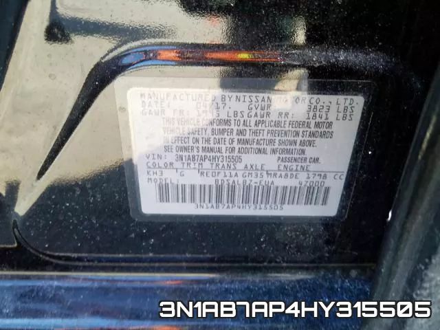 3N1AB7AP4HY315505 фото 2