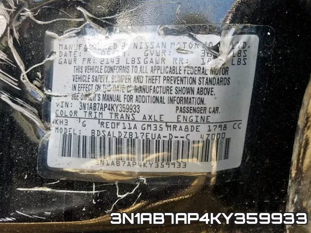 3N1AB7AP4KY359933 фото 2