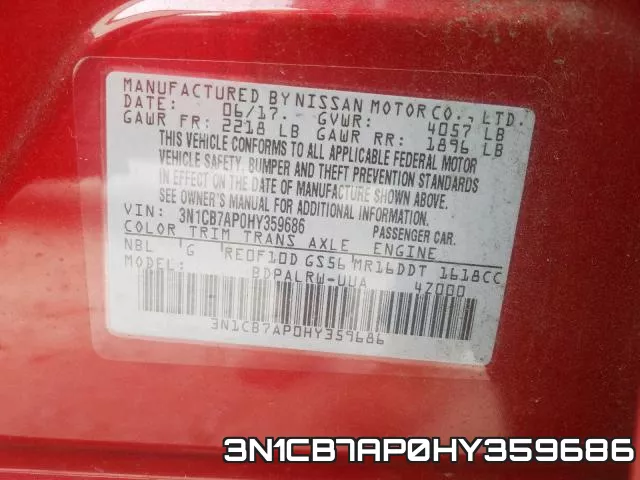 3N1CB7AP0HY359686 фото 2