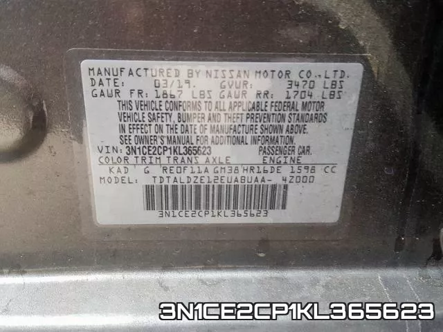 3N1CE2CP1KL365623 фото 2