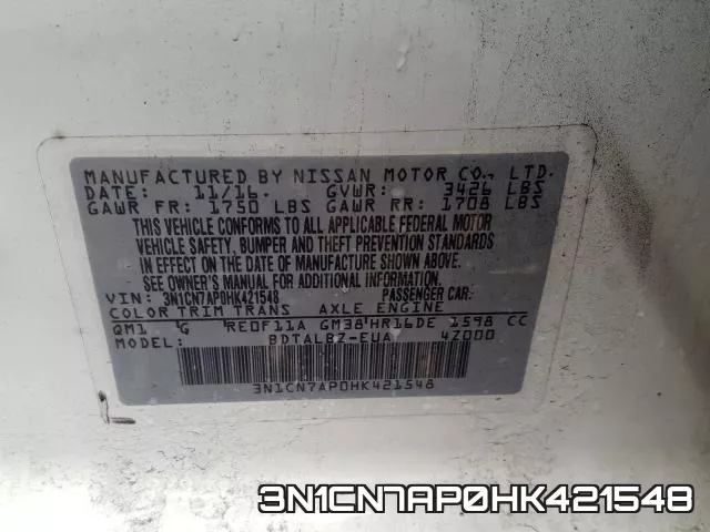 3N1CN7AP0HK421548 фото 2