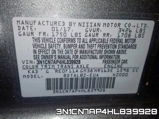 3N1CN7AP4HL839928 фото 2
