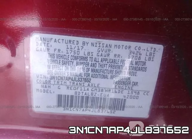 3N1CN7AP4JL837652 фото 10