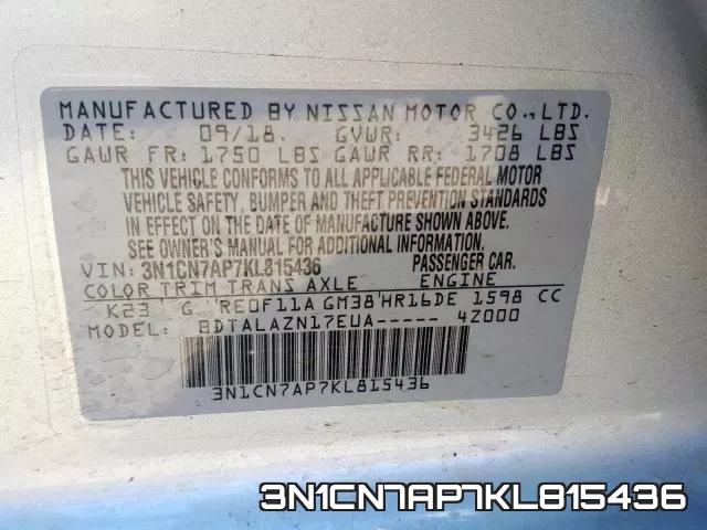 3N1CN7AP7KL815436 фото 2