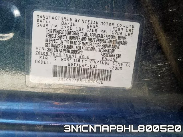 3N1CN7AP8HL800520 фото 2