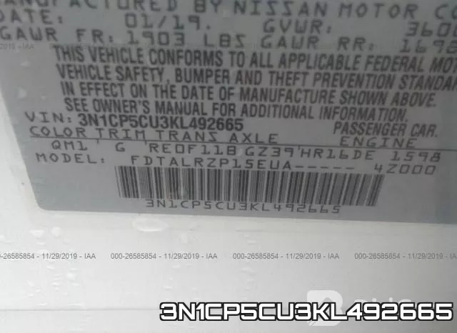 3N1CP5CU3KL492665 фото 10