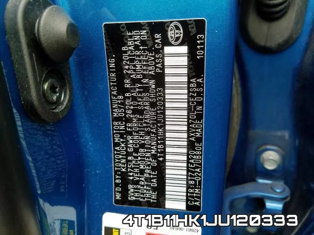4T1B11HK1JU120333 фото 2