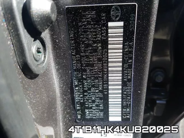 4T1B11HK4KU820025 фото 2