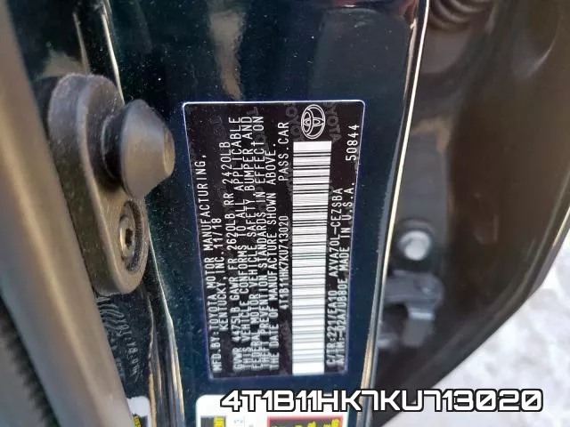 4T1B11HK7KU713020 фото 2