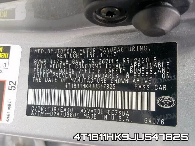 4T1B11HK9JU547825 фото 2