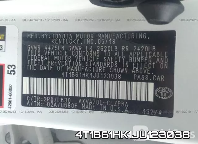 4T1B61HK1JU123038 фото 10