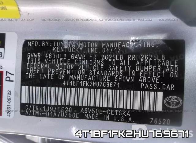 4T1BF1FK2HU769671 фото 10