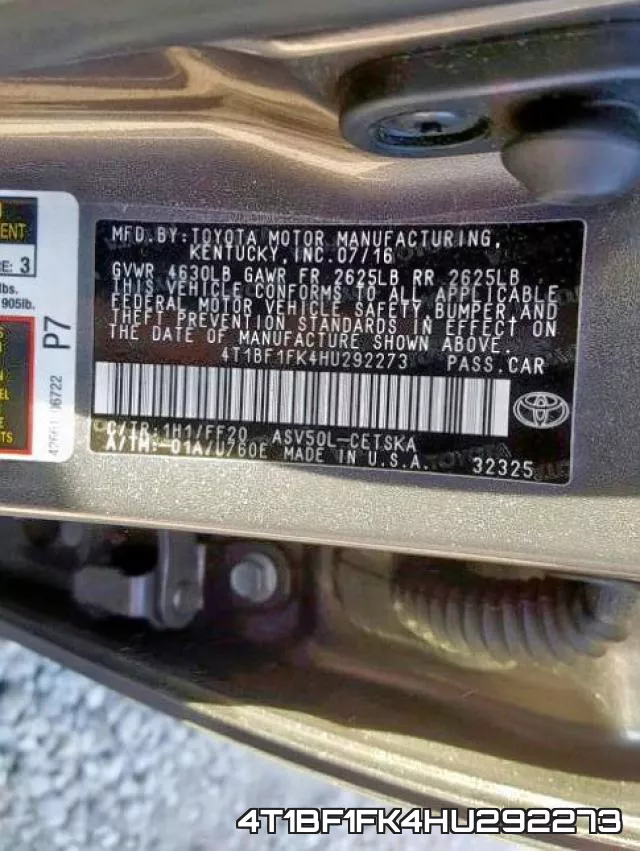 4T1BF1FK4HU292273 фото 2