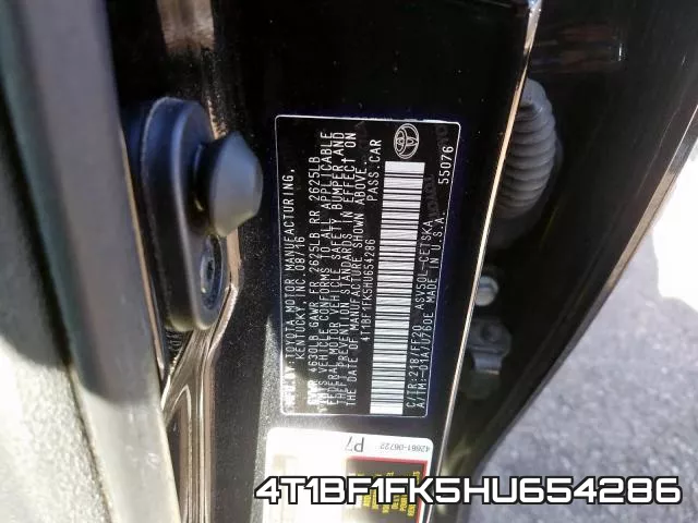 4T1BF1FK5HU654286 фото 2