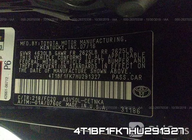 4T1BF1FK7HU291327 фото 10