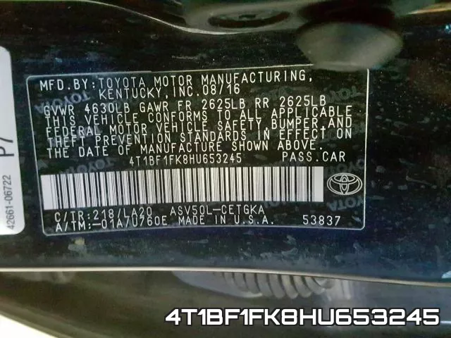 4T1BF1FK8HU653245 фото 2